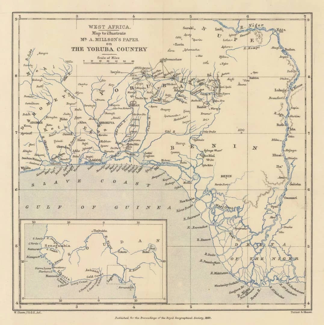 Map of Yorubaland, Yoruba country, Yoruba nation, which is now Democratic Republic of the Yoruba