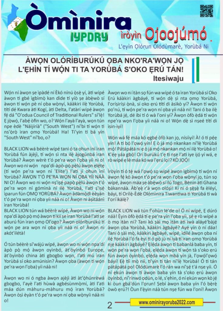 Democractic Republic of the Yorùbá newest nation in the world - Òmìnira daily news updates.