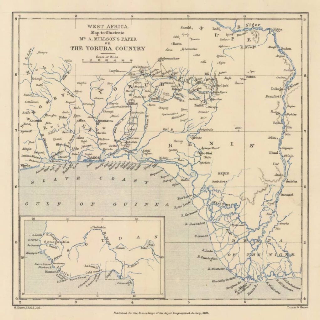 Map of Yorubaland, Yoruba country, Yoruba nation, which is now Democratic Republic of the Yoruba