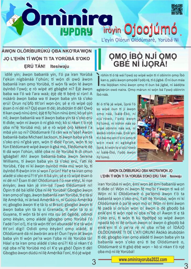 Democractic Republic of the Yorùbá newest nation in the world - Òmìnira daily news updates.