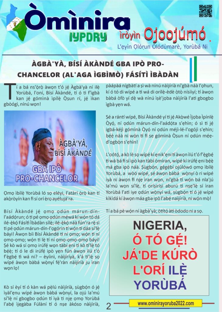 Democratic republic of the Yoruba ominira news update
