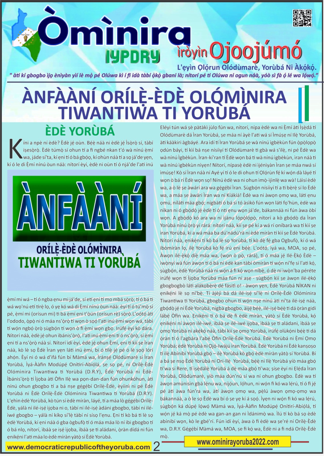 Ominira yoruba daily news | the newest nation in the world 2024