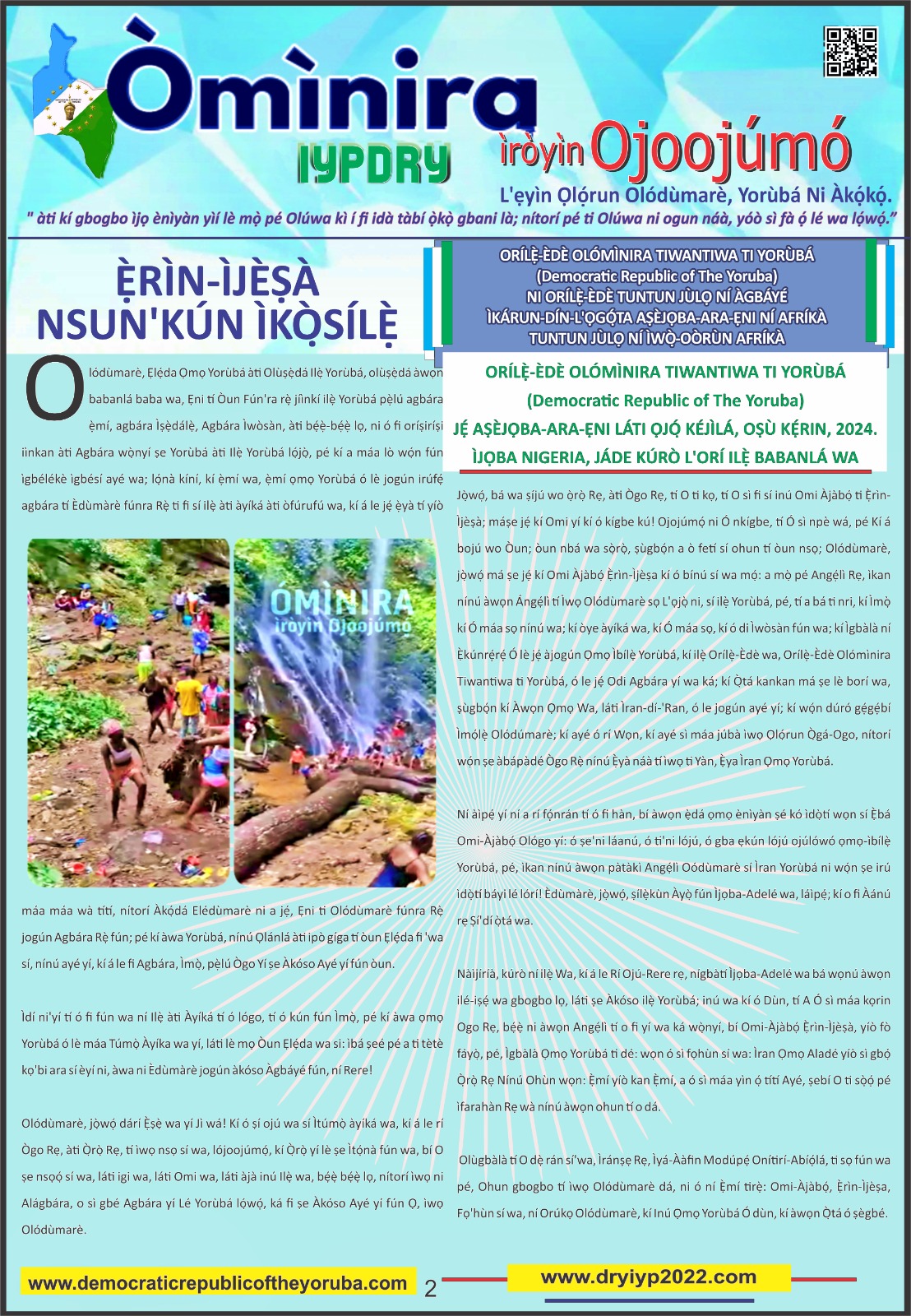 Democratic republic of the Yoruba ominira new update | Yoruba Nation | Newest Nation in Africa, Youngest country in the World 2024 . Erin Ijesa Water Fall News update