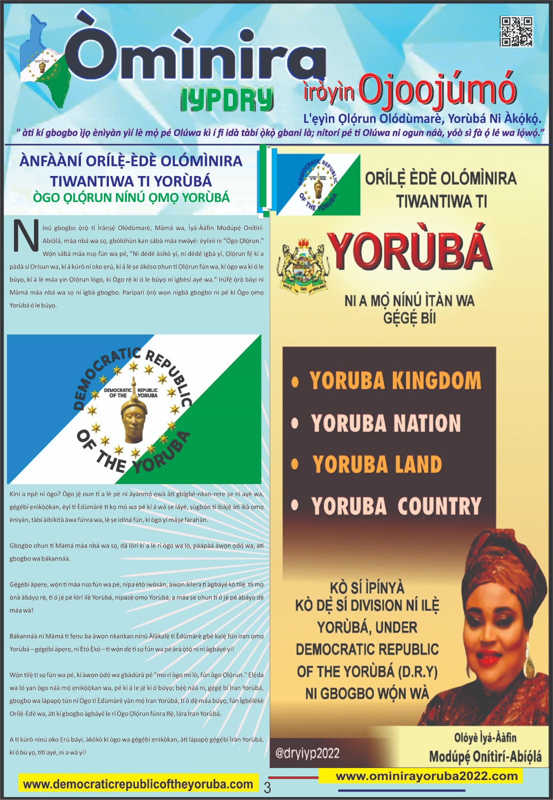 Benefit for Indigenous People of Yoruba IYP in the Democratic Republic of the Yoruab