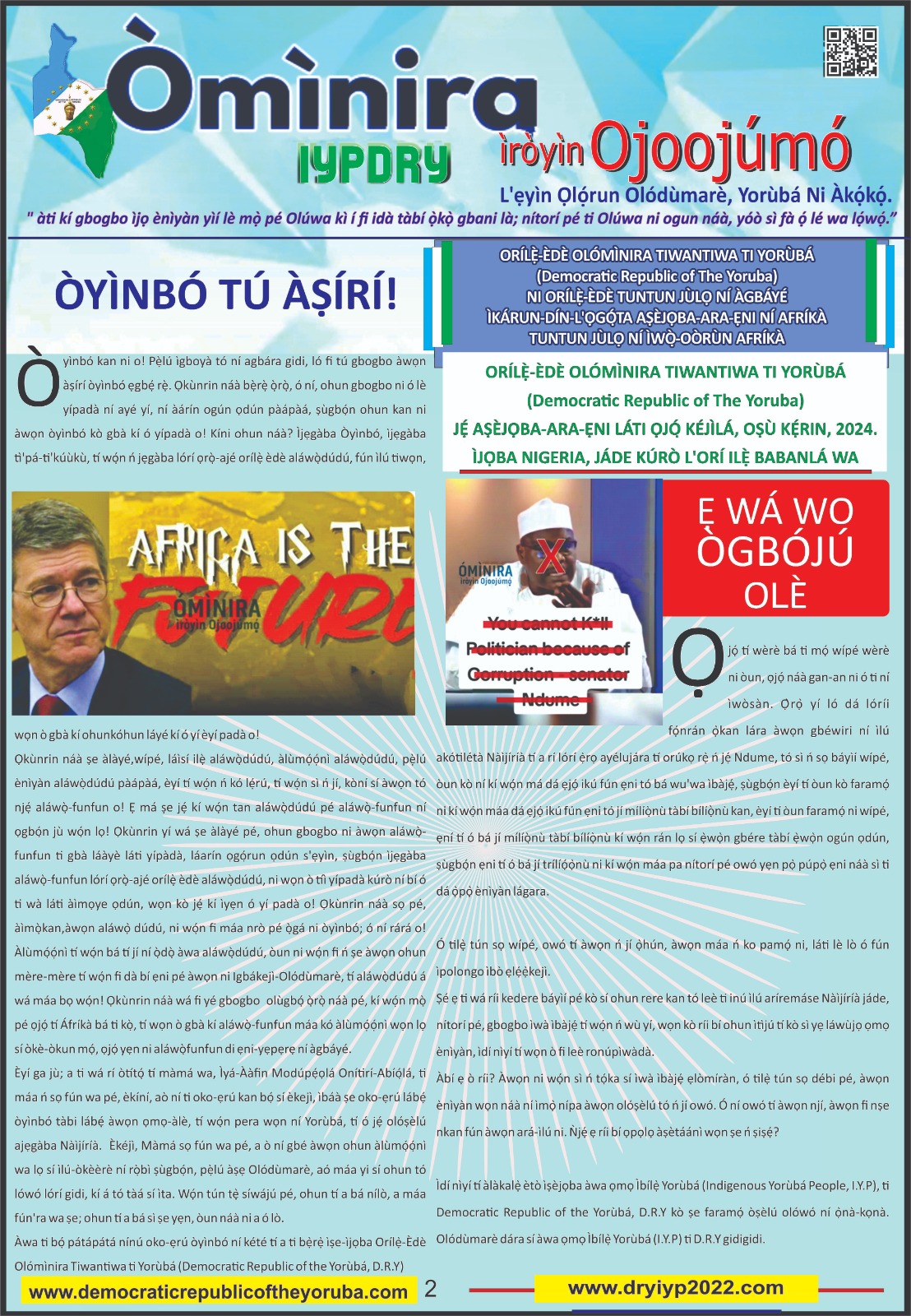 Democratic Republic of the Yorùbá latest news updates 03/09/2024