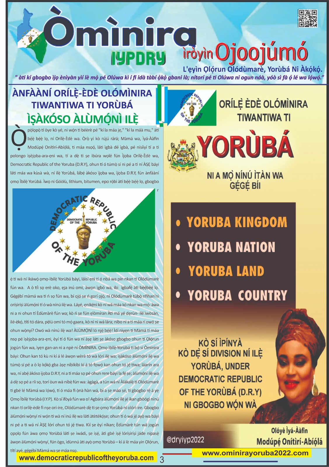 Democratic Republic of the Yorùbá latest news updates 03/09/2024