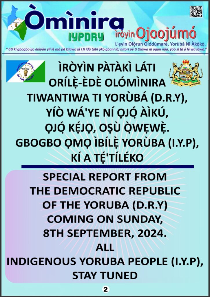 Democratic republic of the Yoruba ominira new update | Yoruba Nation | Newest Nation in Africa, Youngest country in the World 2024