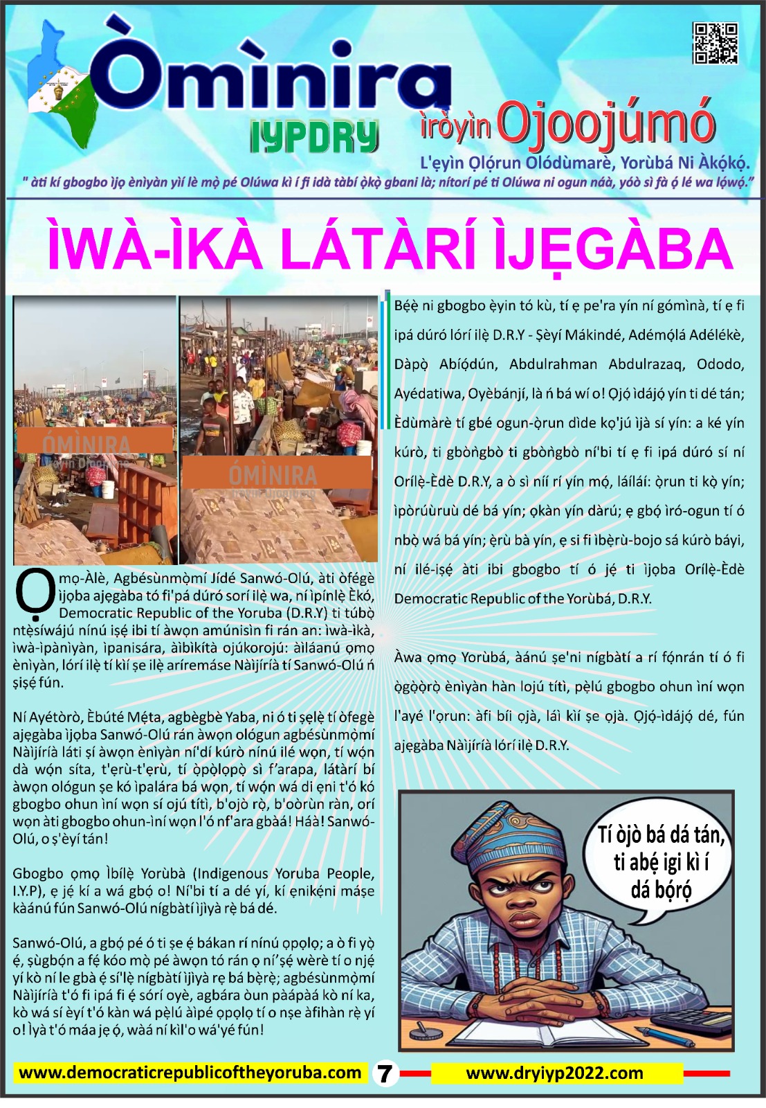 Democratic Republic of the Yorùbá latest news updates 20/09/2024