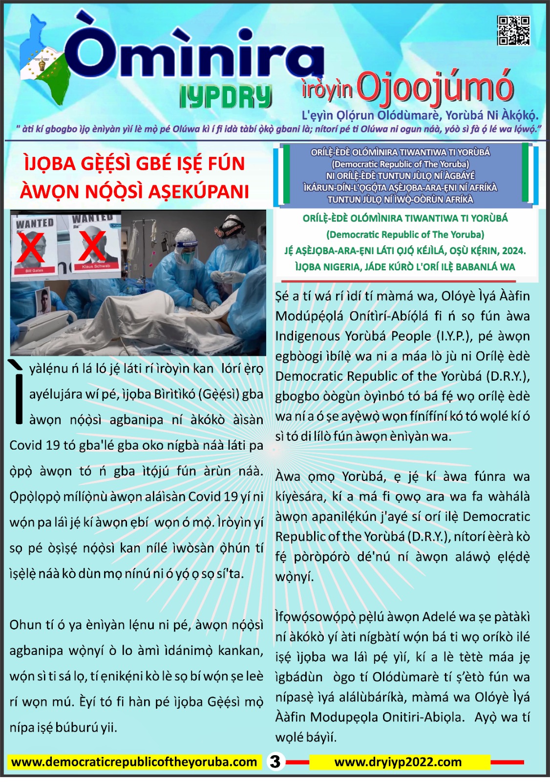 Democratic Republic of the Yorùbá latest news updates 25/09/2024