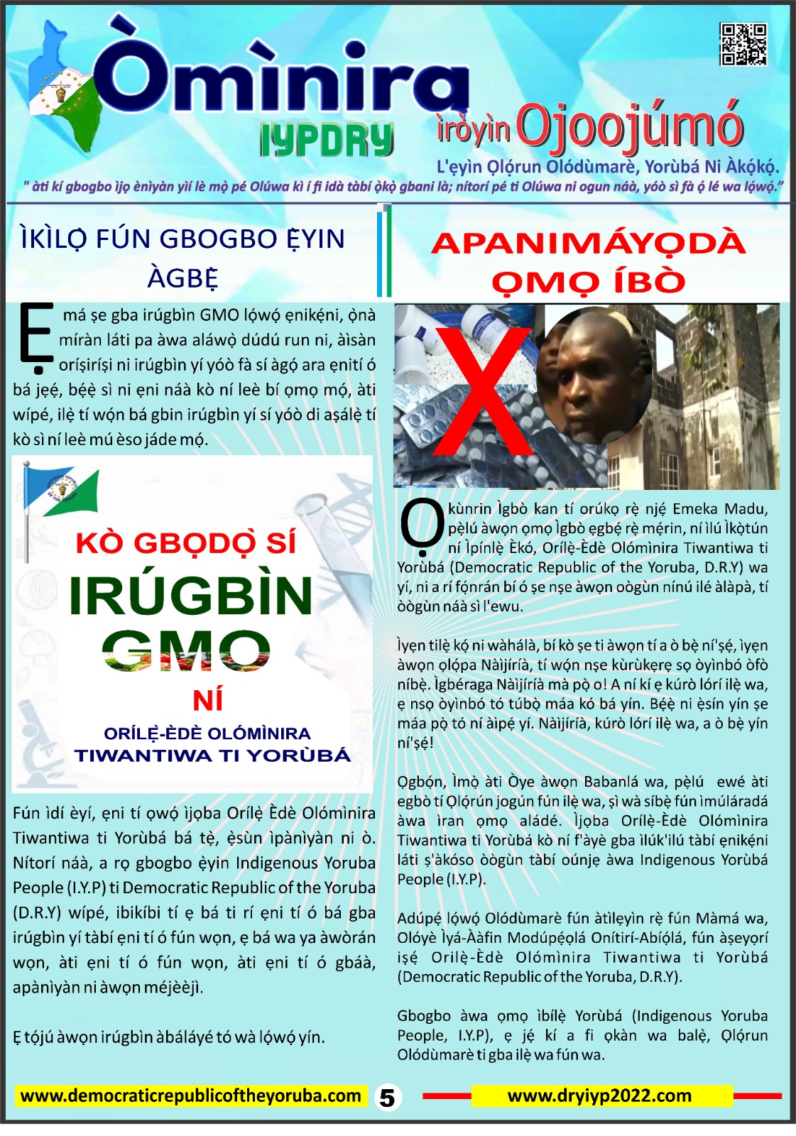 Democratic Republic of the Yorùbá latest news updates 26/09/2024