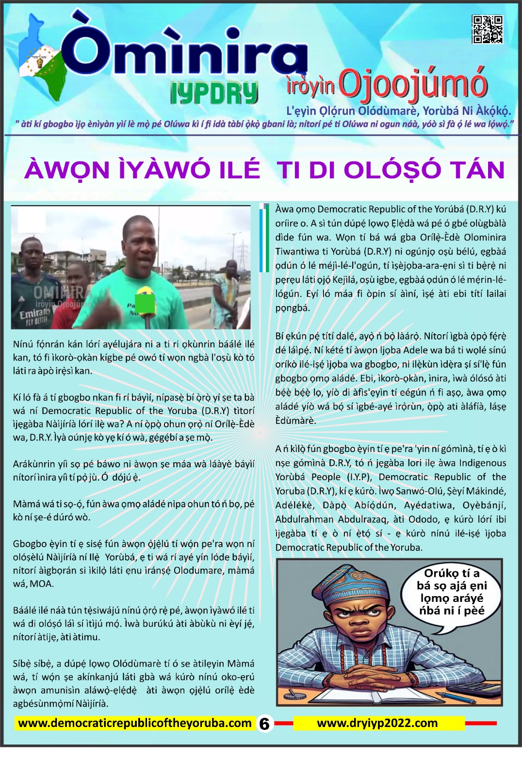 Democratic Republic of the Yorùbá latest news updates 26/09/2024