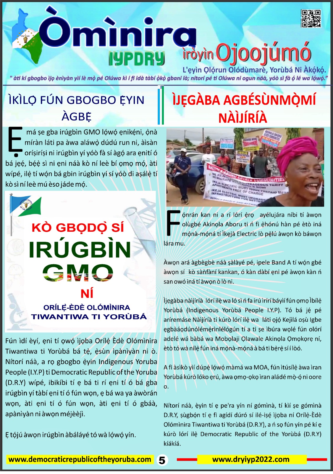 Democratic Republic of the Yorùbá latest news updates 29/09/2024