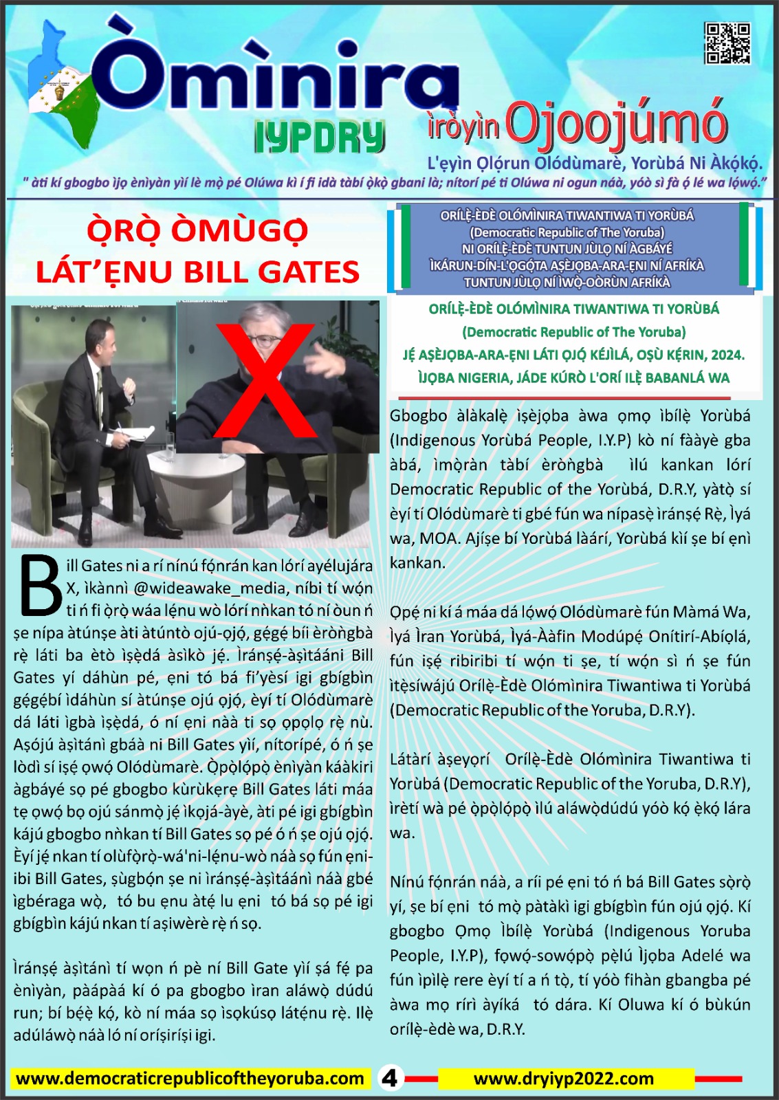 Democratic Republic of the Yorùbá latest news updates 30/09/2024