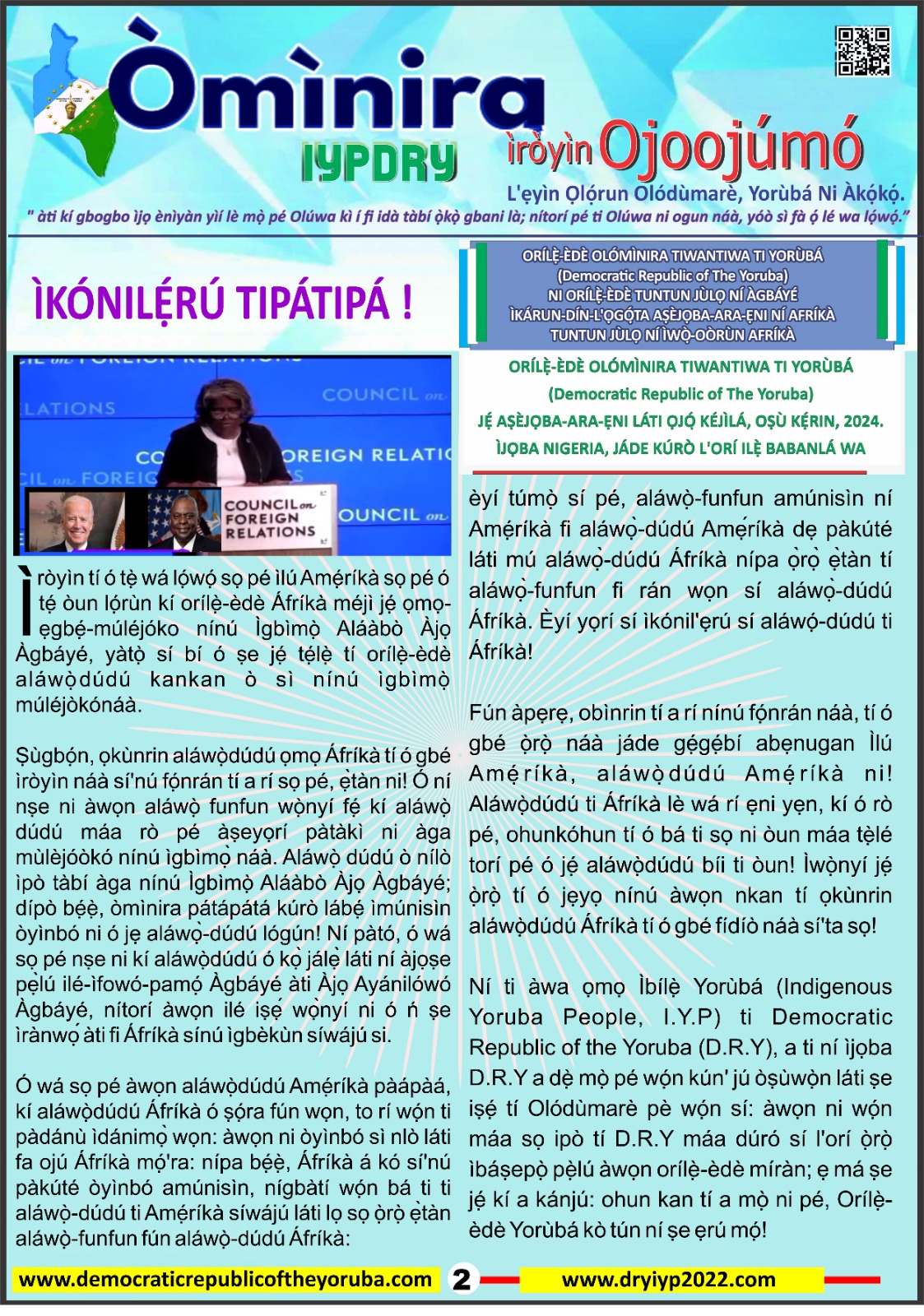 Democratic Republic of the Yorùbá daily news updates 