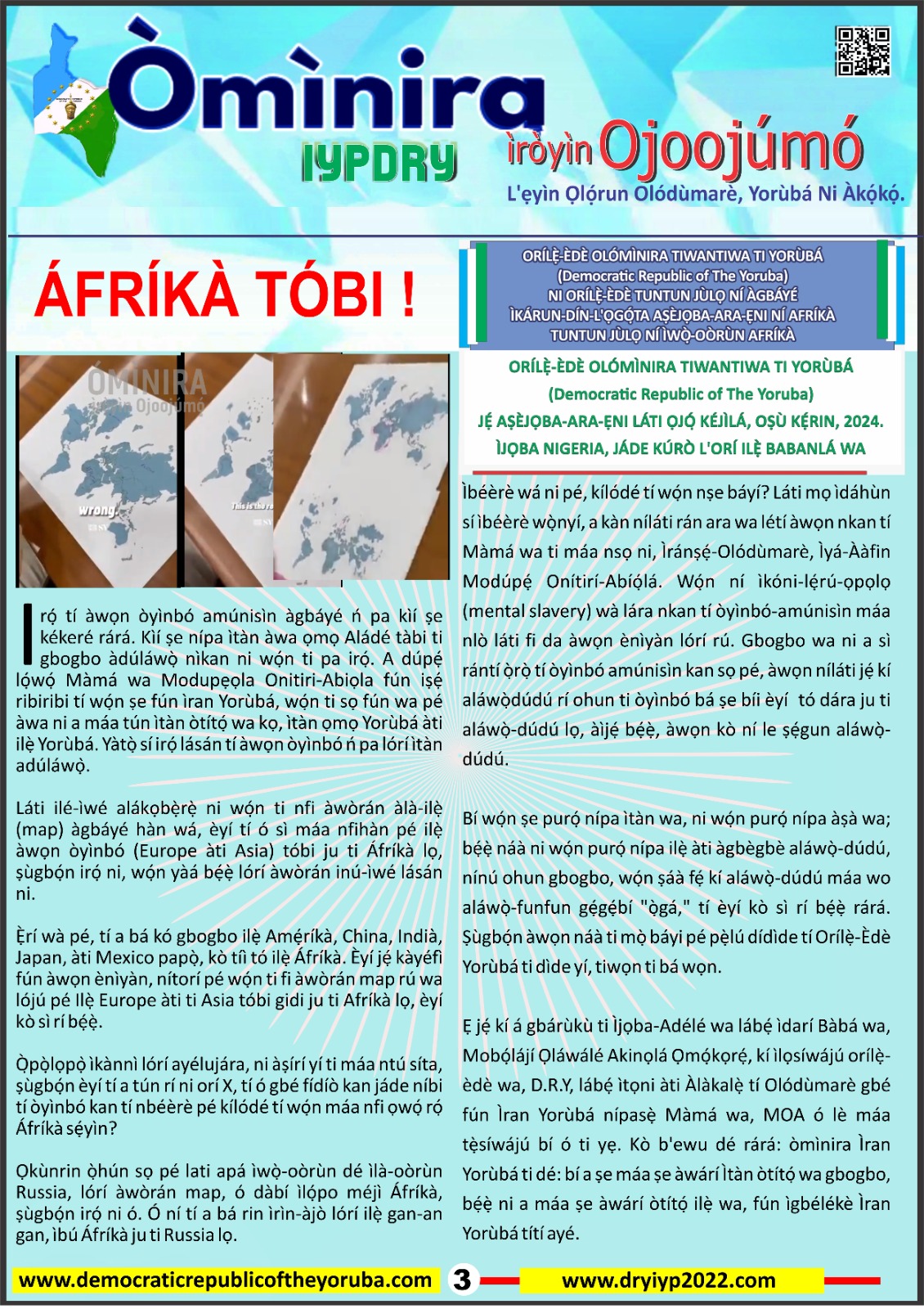 Democratic Republic of the Yorùbá latest news updates 04/10/2024