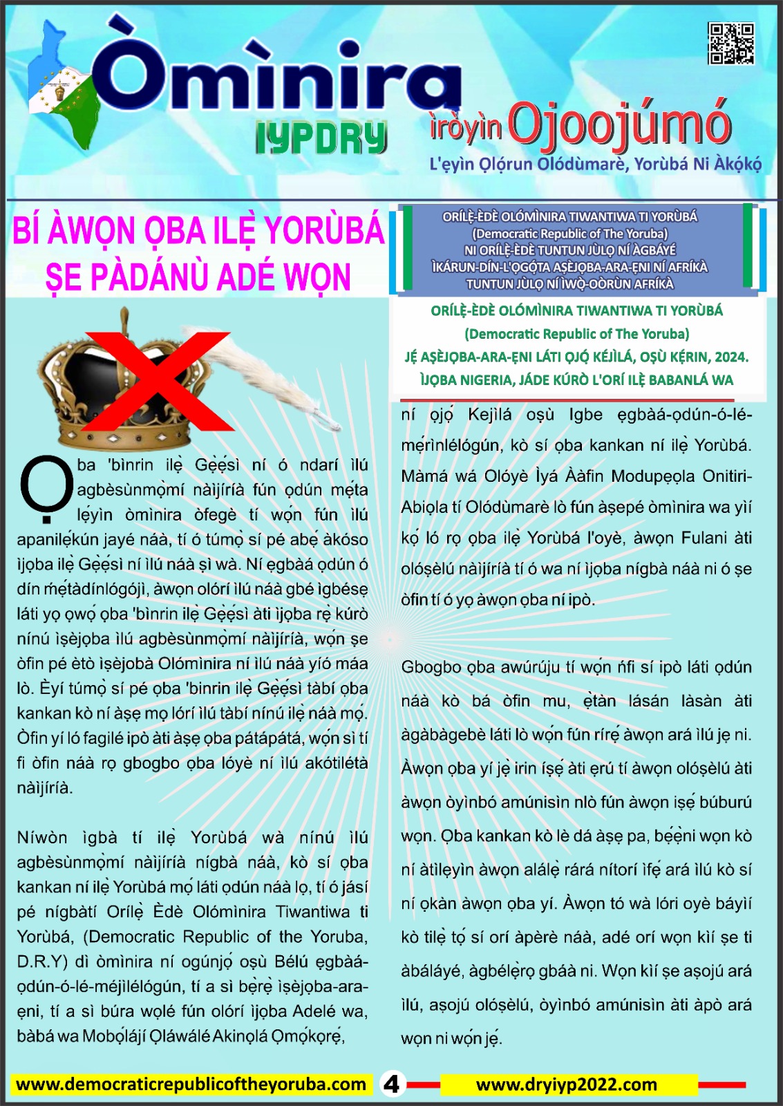 Democratic Republic of the Yorùbá latest news updates