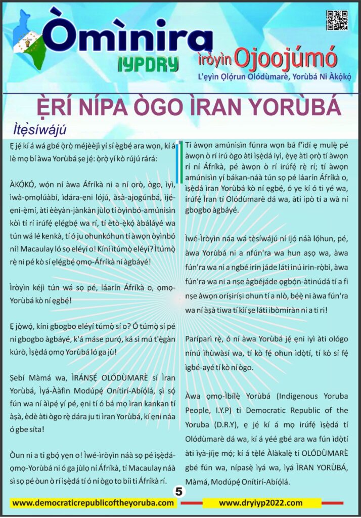 The Democratic Republic of the Yoruba Official Information Portal